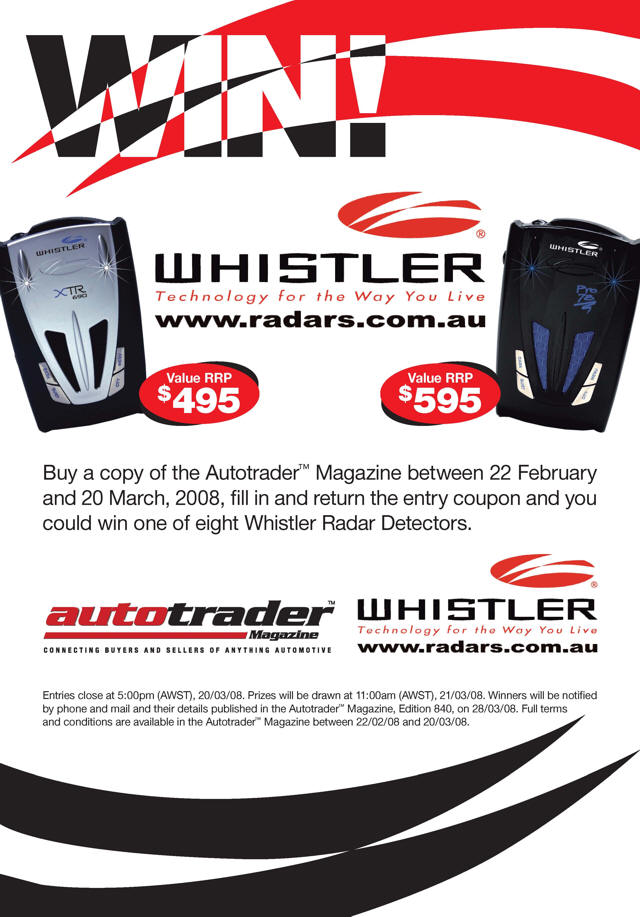 Autotrader Magazine Whistler radar detector promotion.