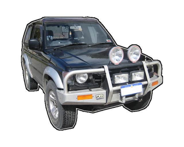 Police laser gun jammer installed to vehicle side view.